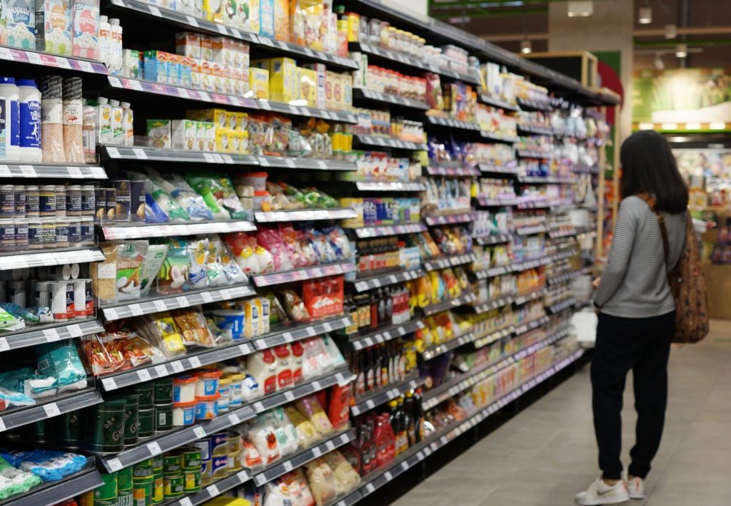 Baking aisle in grocery store
